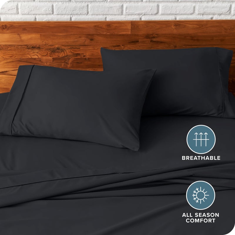 Bare Home Premium 1800 Ultra-Soft Microfiber Pillowcase Set - Double Brushed - Hypoallergenic - Wrinkle Resistant (Standard Pillowcase Set of 2  Black) - Image 5